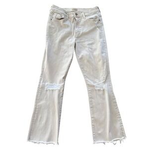 MOTHER Insider‎ Crop Fray Jeans Women 29 Khaki Distressed Bootcut 1147-266